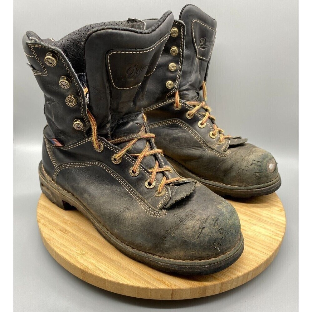 Danner 8" Logger Gore-Tex Quarry Boots Black Leather Combat USA Mens Size 8.5 M